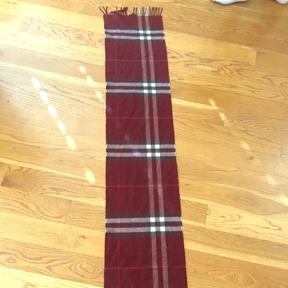 Burberry Cashmere Maroon Scarf